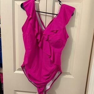 Pink Ruffled One-Piece Swimsuit